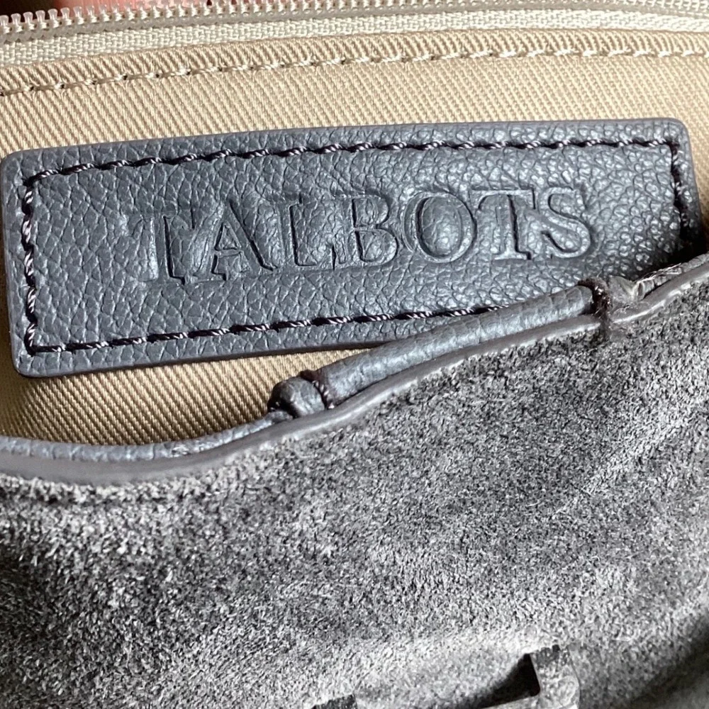 Talbots Grey Leather Suede Shoulder Bag Tassel Shoulder Hobo Charcoal VN5312